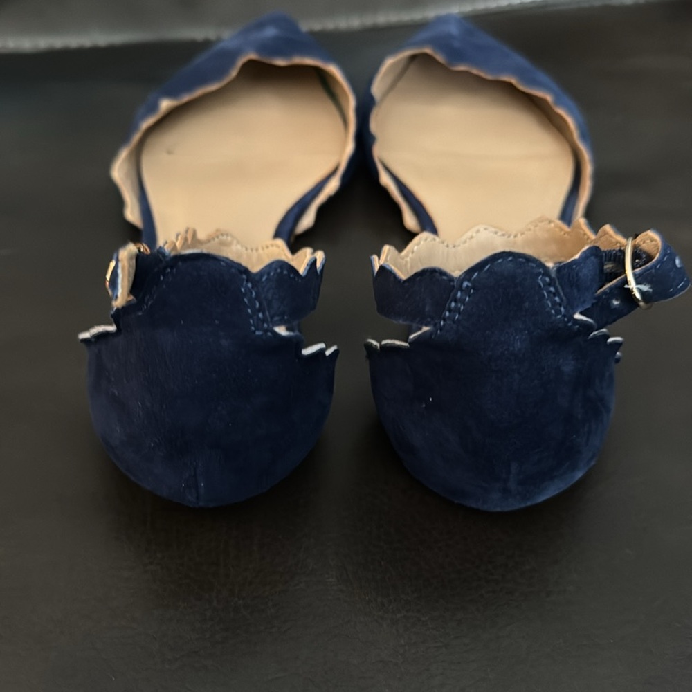 Anthropologie Navy Suede Scalloped Flats - Picture 5 of 6